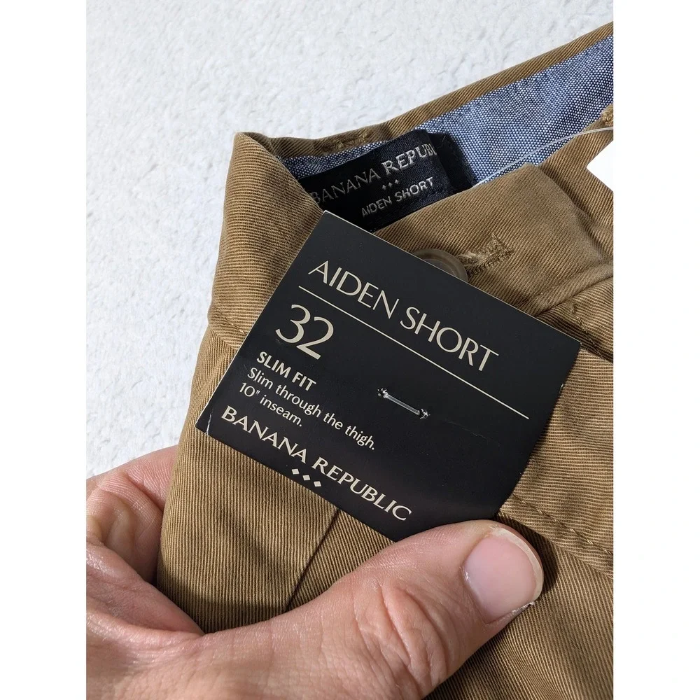 NEW Banana Republic Aiden Shorts Mens 32/10 Brown Slim Fit Cotton‎ Chino $55